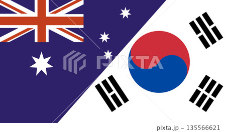 Flag of Australia and South Korea. Two Flag Together. Diplomatic relations 135566621