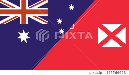 Flag of Australia and Wallis and Futuna. Two Flag Together. Diplomatic relations 135566628