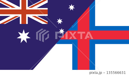 Flag of Australia and Faroe Islands. Two Flag Together. Diplomatic relations Flag of Australia and Faroe Islands. Two Flag Together. Diplomatic relations 135566631