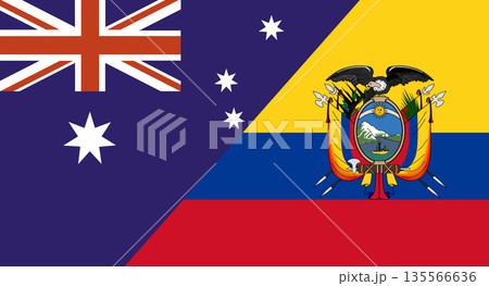Flag of Australia and Ecuador. Two Flag Together. Diplomatic relations Flag of Australia and Ecuador. Two Flag Together. Diplomatic relations 135566636
