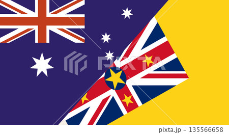 Flags of Australia and Niue. Two Flag Together Australian and Niue Flags of Australia and Niue. Two Flag Together Australian and Niue 135566658