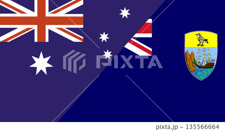 Flags of Australia and Saint Helena Islands. Two Flags Together 135566664