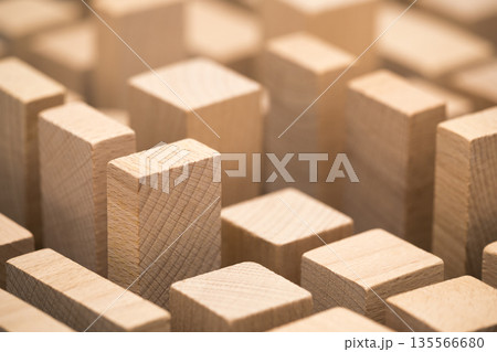 Modern city mady by small wooden blocks 135566680