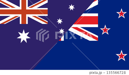 Flags of Australia and New Zealand. Two Flag Together Australian and New Zealand 135566728