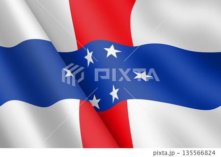 Netherlands Antilles waving flag 3d illustration 135566824