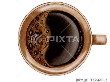 Watercolor coffee cup. Espresso. Illustrations for coffee shops, cafes, packaging, menus, and product design. 135566903