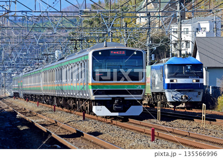 東海道本線 二宮-大磯 JR貨物 EF210-9(岡山) E231系1000番台 S-06編成 東海道本線 二宮-大磯 JR貨物 EF210-9(岡山) E231系1000番台 S-06編成 135566996