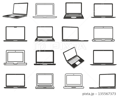 Laptop icons set. Computer notebook icons. Laptop icons set. Computer notebook icons. 135567373