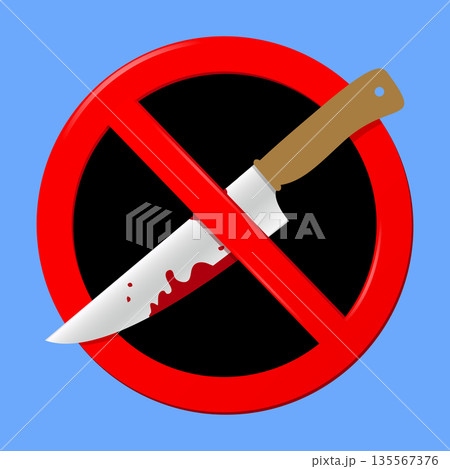 Stop killing violence and crime sign. No weapon allowed symbol. 135567376