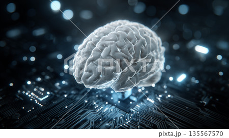 人工知能（AI）を象徴するネットワークコンセプトの背景素材 135567570
