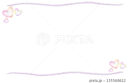 ハートのシャボン玉のラインフレームイラスト 135568622