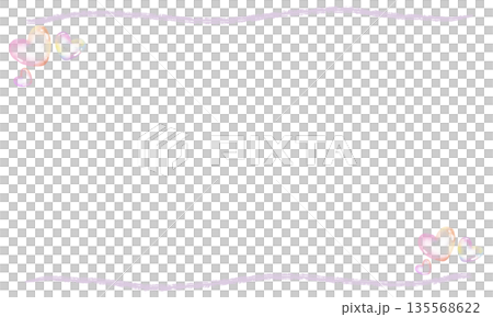 ハートのシャボン玉のラインフレームイラスト 135568622