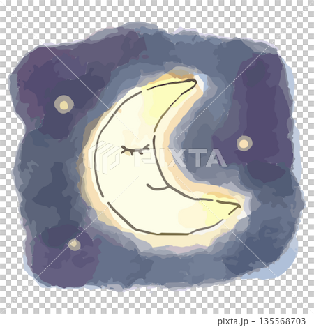 一日の終わりを包む やさしい水彩シリーズ｜眠る月 135568703