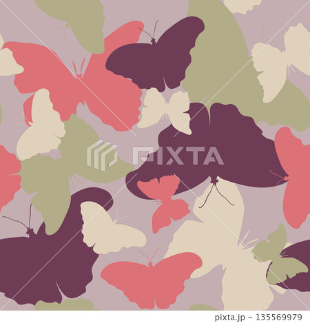 Butterflies seamless colourful pattern in a spotted style, vector illustration Butterflies seamless colourful pattern in a spotted style, vector illustration 135569979