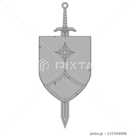 Medieval Shield and Steel Sword Medieval Shield and Steel Sword 135569996