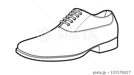 Balmoral mens dress single boot line. Closed lacing galosh style ankle shoe technical fashion illustration. Classic  135570027