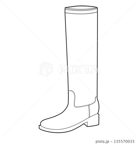 Block heel knee-high boot women single line pair. Tall shaft with chunky heel for urban walk, weekend outing. Technical  135570033
