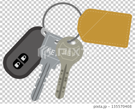 Illustration of a key attached to a keychain 135570408