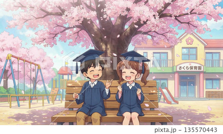 幼稚園、保育園の子供たち 卒園 幼稚園、保育園の子供たち 卒園 135570443