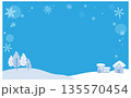ゆるかわいい雪国風景イラスト素材 135570454