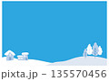 ゆるかわいい冬の山風景イラスト素材 135570456