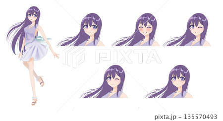 かわいい女の子の立ち絵イラスト - trpg・ゲームのアニメ風タッチの素材 135570493