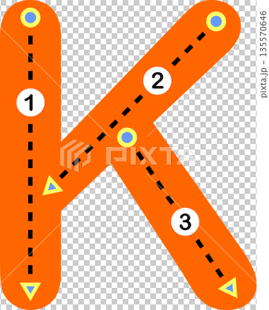 Alphabet Letter K Tracing Practice for Children 135570646