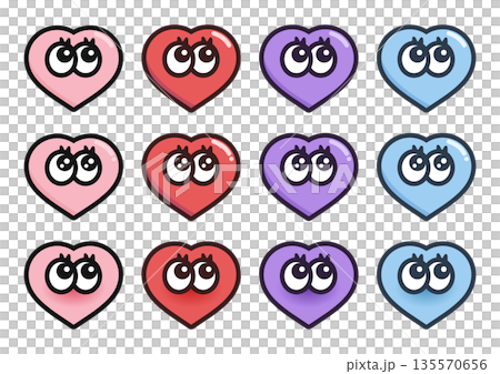 Cute and precious emotions conveyed heart-eye character icon set Cute and precious emotions conveyed heart-eye character icon set 135570656