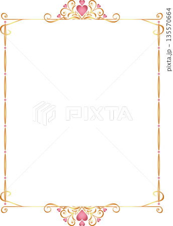 ビンテージカリグラフィ風フレーム素材209＜ハート＞ 135570664