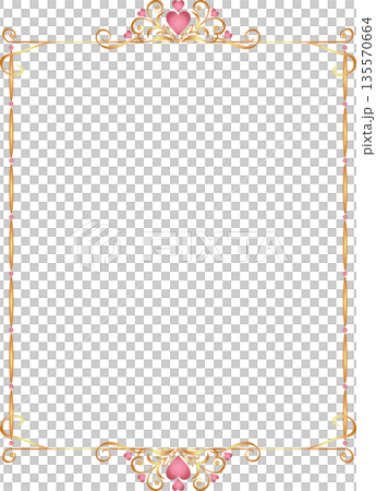 ビンテージカリグラフィ風フレーム素材209＜ハート＞ 135570664