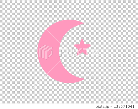 シンプル夜アイコン（ピンク） 135571041