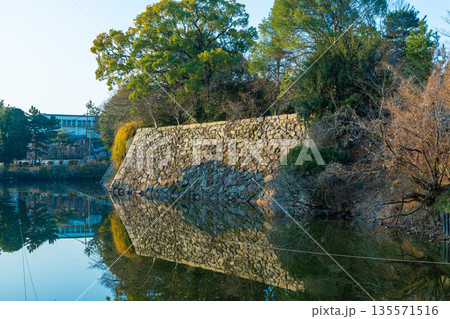 《商用撮影許可取得済》早朝の陣甫曲輪沿いのお堀の景色 《商用撮影許可取得済》早朝の陣甫曲輪沿いのお堀の景色 135571516