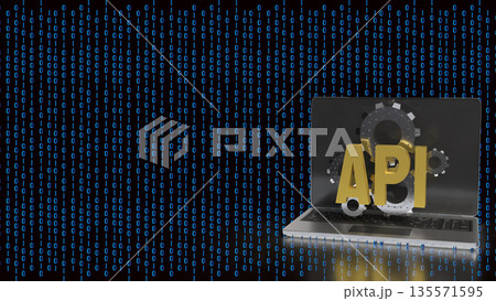 API Integration and Artificial Intelligence Technology Concept on Laptop 3d render. 135571595