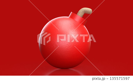 Red Bomb Representing Imminent Danger and High Risk Crisis Concept 3d render. 135571597