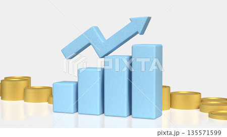Financial Growth Concept with Rising Bar Chart and Upward Arrow 3d render. Financial Growth Concept with Rising Bar Chart and Upward Arrow 3d render. 135571599