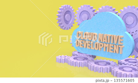 Cloud Native Development Workflow with Automation Gears Concept 3d render. 135571605