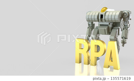 Robotic Process Automation Technology Concept with Industrial Robot 3d render. Robotic Process Automation Technology Concept with Industrial Robot 3d render. 135571619