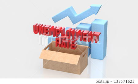 Unemployment Rate Increase Concept with Economic Growth Indicators and Job Market Risk 3d render. 135571623