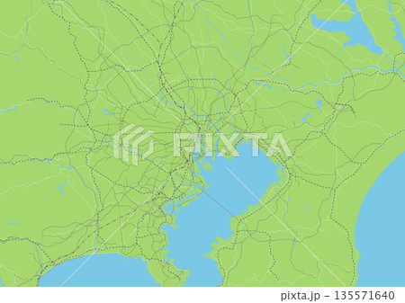 日本の東京首都圏の緑色のシンプルなロードマップ 日本の東京首都圏の緑色のシンプルなロードマップ 135571640