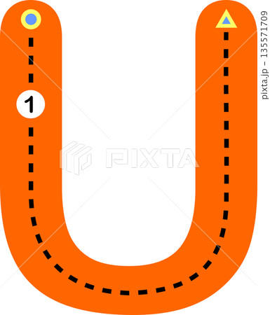 Alphabet Letter U Tracing Practice for Children 135571709