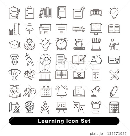 教育・勉強・学校生活のフラットアイコンセット 135571925