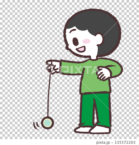 Illustration of a boy playing with a yo-yo 135572203