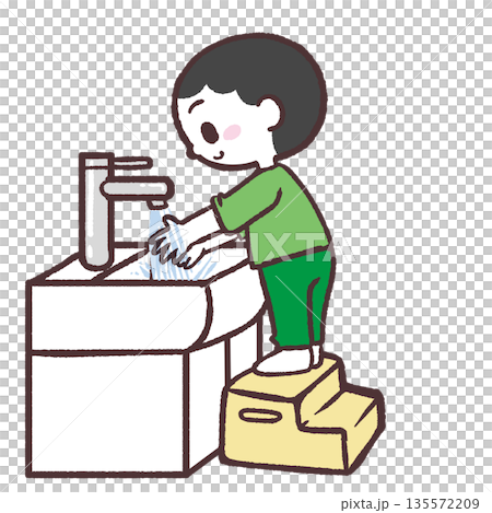 手を洗う男の子のイラスト 135572209