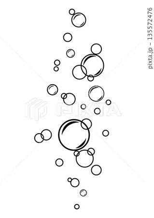 Fizzy Drink, Water Bubbles Line and Silhouette Icon Set. Soap, Sphere Foam, Clear Soda, Aquarium Drops Symbol Collection. Doodle style 135572476