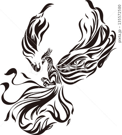 かっこいい鳳凰のトライバル風アートのワンポイントマーク かっこいい鳳凰のトライバル風アートのワンポイントマーク 135572580