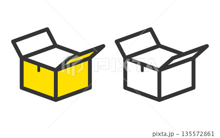 段ボール箱のアイコンセット ― 梱包・配送・物流イメージ 135572861