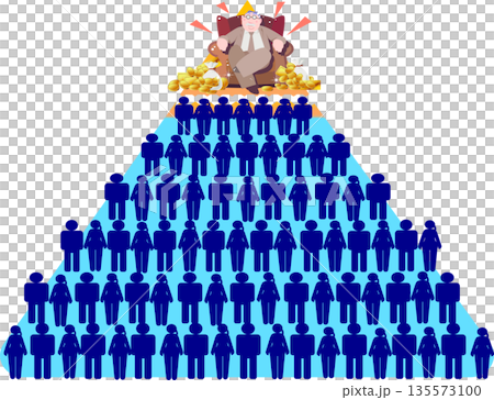 抽象插圖展示了收入不平等和社會等級金字塔結構 135573100