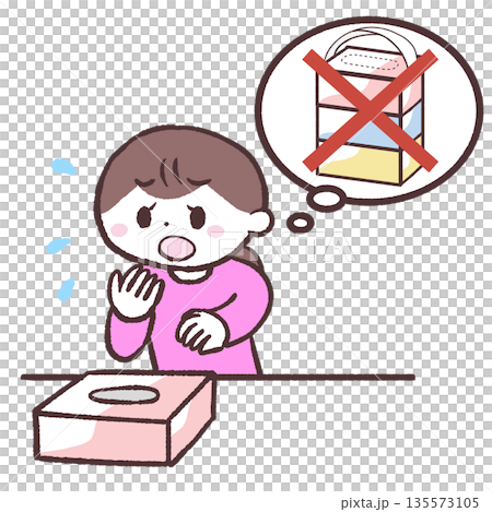 Illustration of a woman running out of tissues Illustration of a woman running out of tissues 135573105