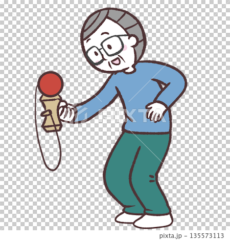 けん玉をするシニア男性のイラスト 135573113