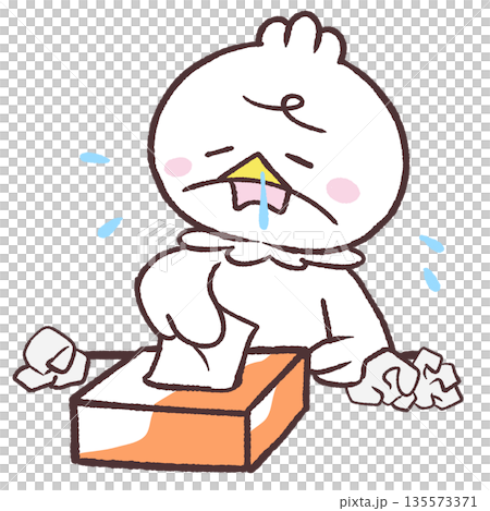 Illustration of a white bird using a lot of tissues Illustration of a white bird using a lot of tissues 135573371
